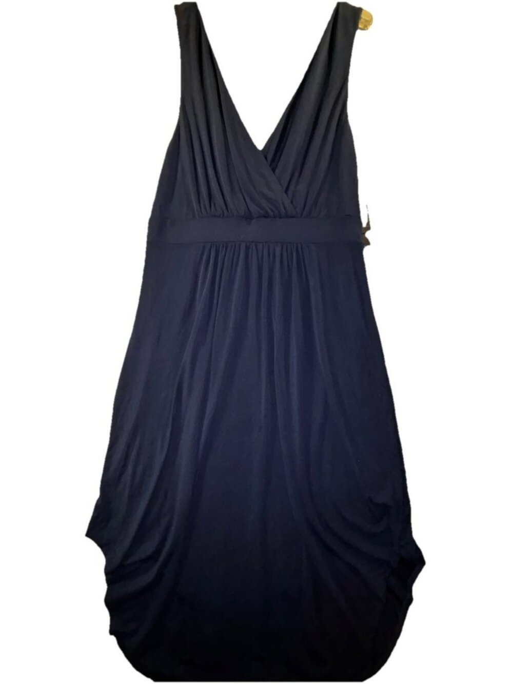 Black Tape Dress 1X Indigo Blue Draped V Neck Sleeveless Flowy Cocktail NWT